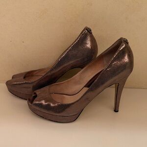 Michael Kors Shimmering Bronze Peep-Toe Heels